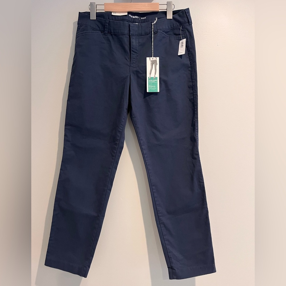 NWT Old Navy Pixie Chino Size 10 Standard Regular Navy Blue Ankle Stretch